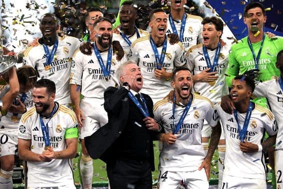 Real Madrid celebrando tras una victoria en un partido.