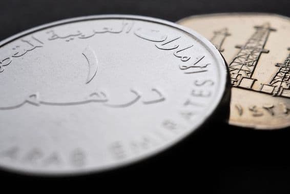 Moneda de 1 dirham de los EAU.