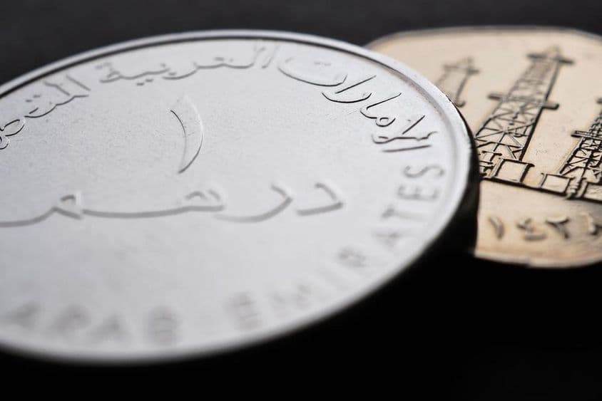 Moneda de 1 dirham de los EAU.