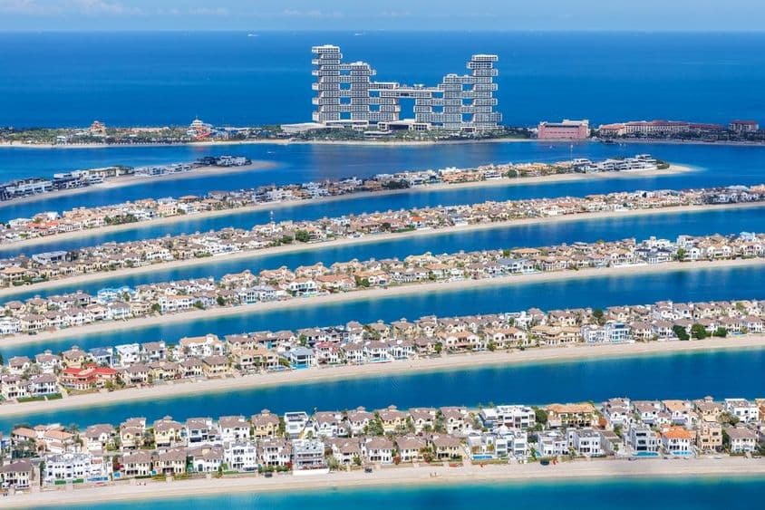 Archipiélago artificial Palm Jumeirah con casas.