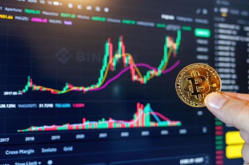 Bitcoin muestra un crecimiento positivo en el gráfico de la plataforma de comercio de Binance.