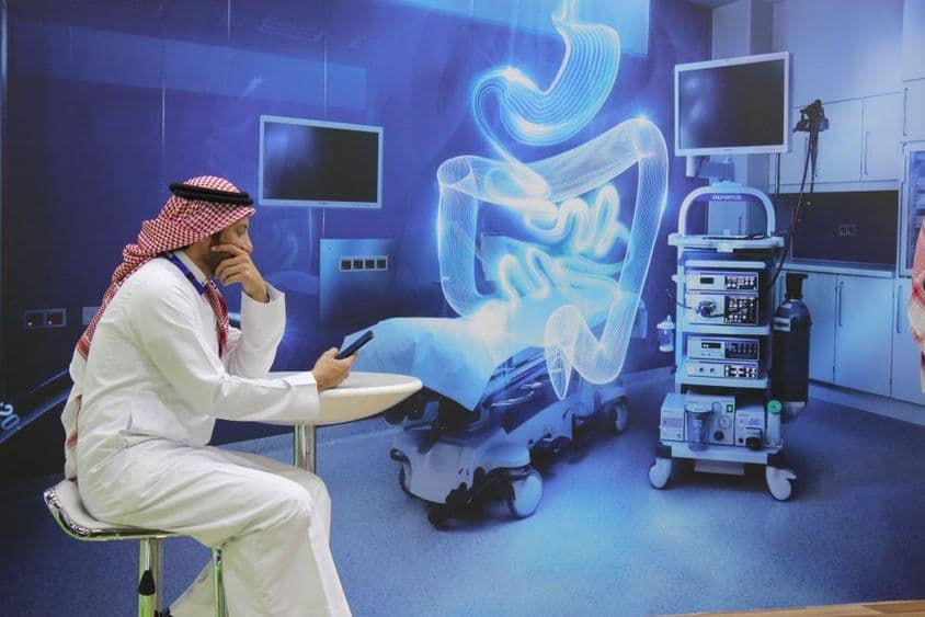 Una escena en la exhibición comercial Arab Health celebrada en el Centro de Exposiciones Dubai World Trade Centre para la industria global de la salud.