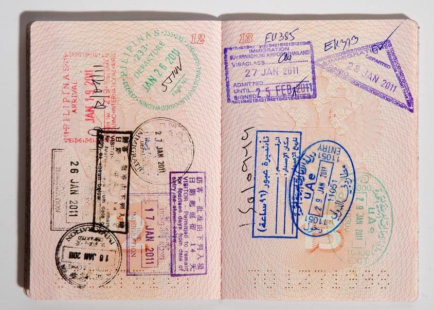 Pasaporte ruso con sellos.