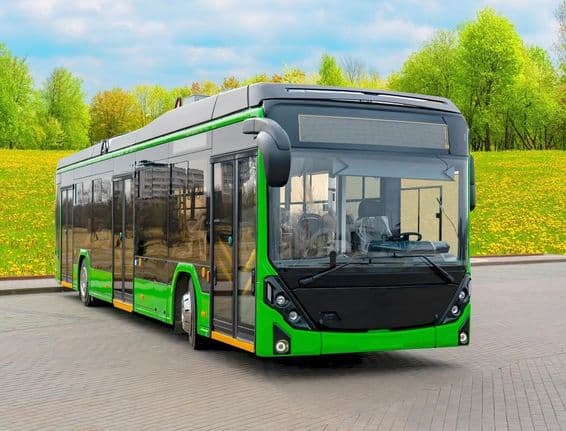 Autobús eléctrico verde.