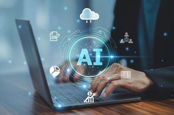 Empresario utilizando tecnología de inteligencia artificial.