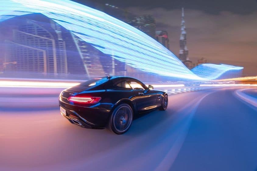 Representación de la parte trasera de un coche Audi R8.