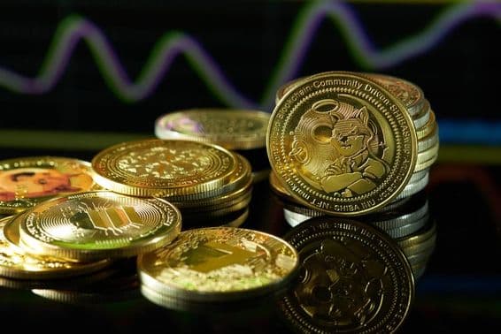 La criptomoneda Shiba token mostrada con un gráfico de comercio.