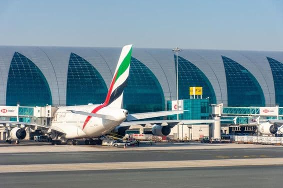La flota de aviones de Emirates Airlines en el Aeropuerto Internacional de Dubái.