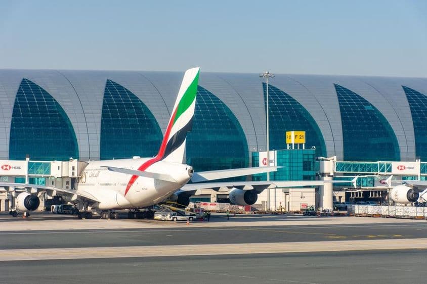 La flota de aviones de Emirates Airlines en el Aeropuerto Internacional de Dubái.