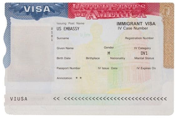 Visa de EE.UU. en un pasaporte.