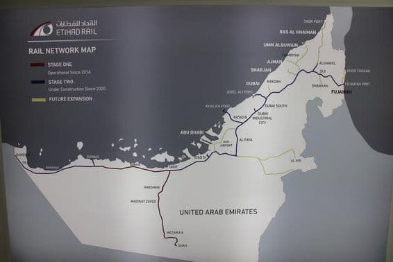 Mapa de Etihad Rail.