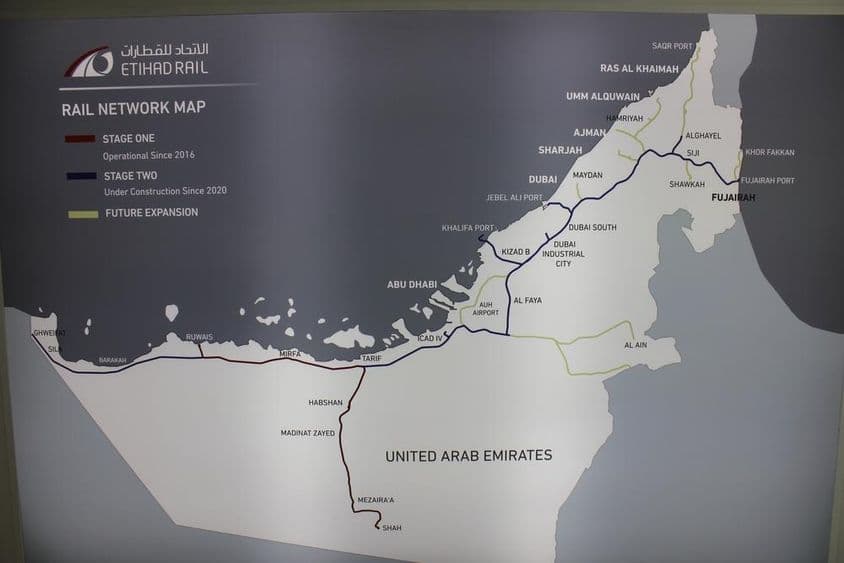Mapa de Etihad Rail.
