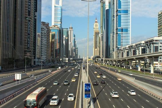 Desarrollo de Sheikh Zayed Road el 23 de diciembre de 2013 en Dubái.