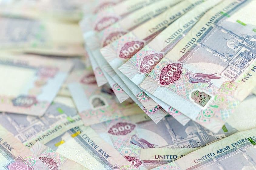 Dirhams de los Emiratos Árabes Unidos, billetes de quinientos.