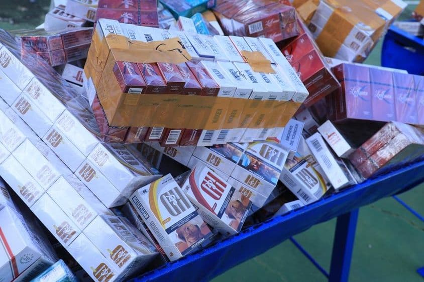 Cigarrillos ilegales incautados.