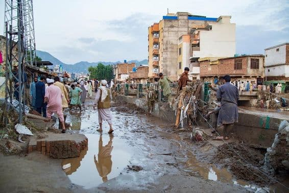 Mingora y sus alrededores gravemente afectados por la inundación.