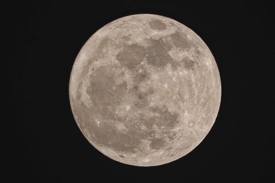 La superluna, apareciendo redonda en la noche.