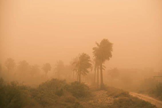 Tormenta de arena en la ciudad de Basora.