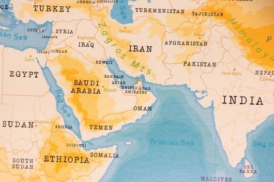 Mapa realista de los Emiratos Árabes Unidos.