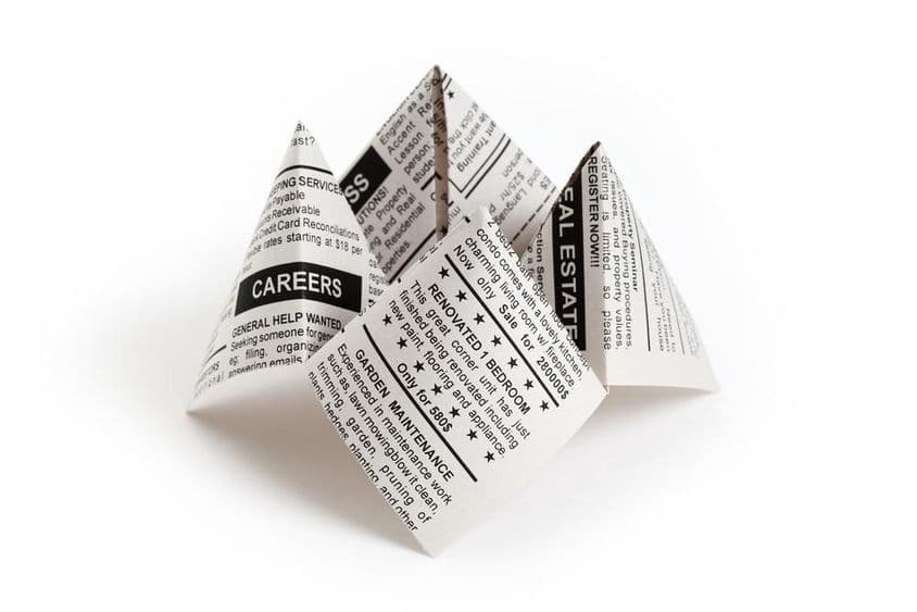 Anuncio de periódico falso.