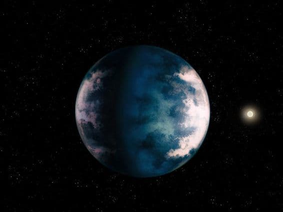 Exoplaneta misterioso en el espacio con estrellas.