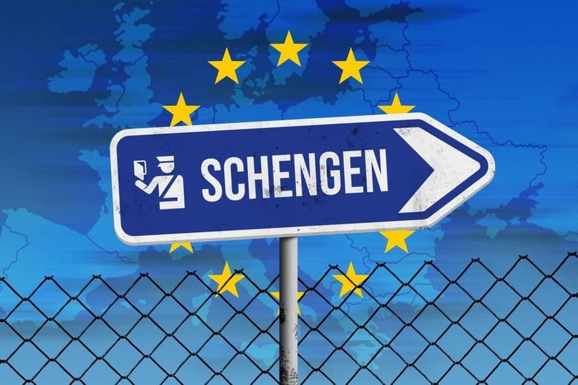Cartel de Schengen y Mapa de Europa.