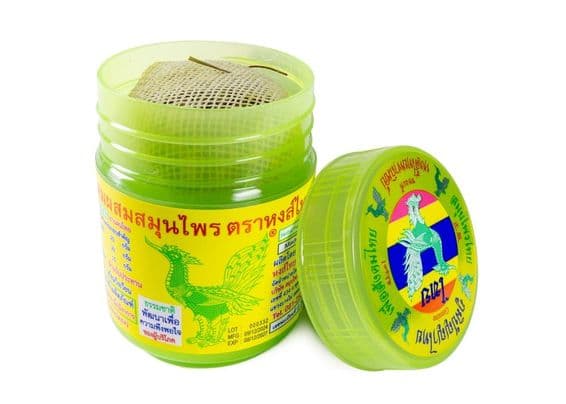 Frasco verde del inhalador herbal Hong Thai.