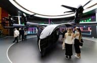 Taxi eléctrico eVTOL Midnight de Archer Aviation en exhibición en el Salón Aeronáutico de París.