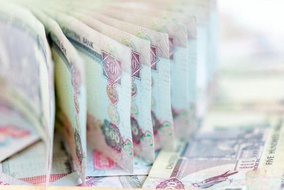 Dirham de los Emiratos Árabes Unidos, moneda en papel.