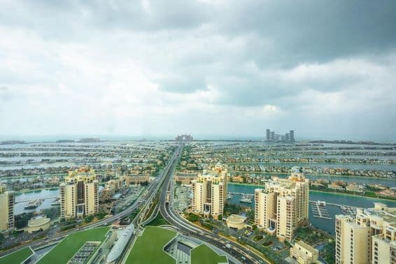 Palm Jumeirah vista aérea de día.