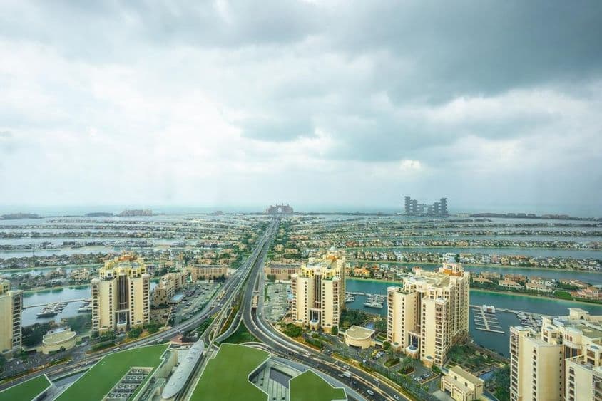 Palm Jumeirah vista aérea de día.
