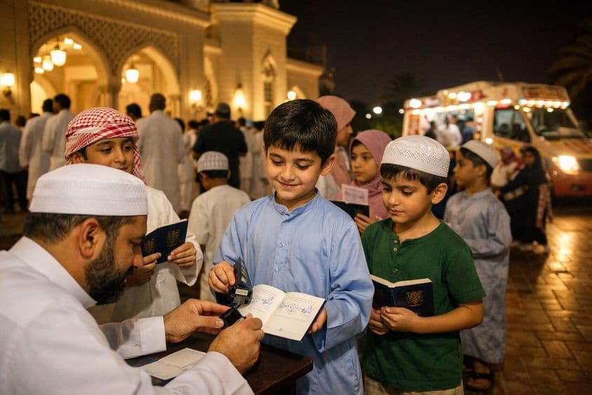 Los sellos de Ramadán en los pasaportes de los niños