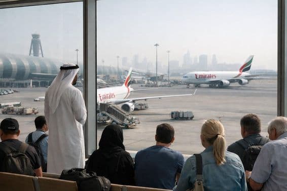 Aviones de Emirates en el aeropuerto de Dubái