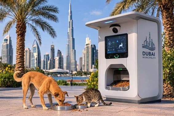 Estación de alimentación con IA para animales callejeros