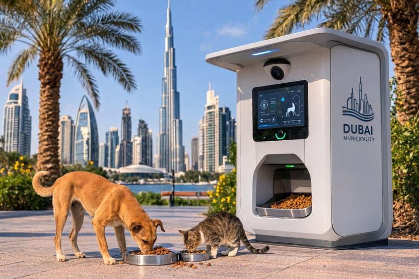 Estación de alimentación con IA para animales callejeros