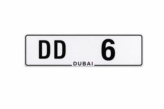 Placa de matrícula Dubai dd 6