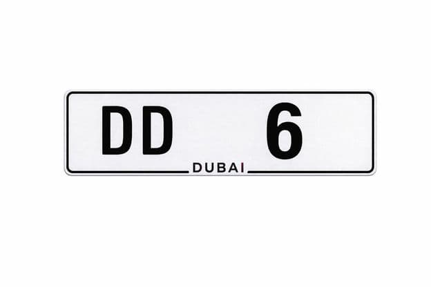 Placa de matrícula Dubai dd 6