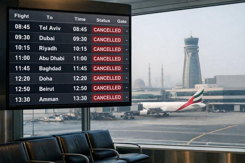 Vuelos cancelados en un tablero.