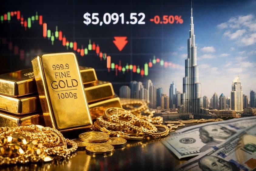 mercado de Dubái en declive de precio del oro