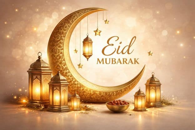 farol de luna creciente dorada festiva