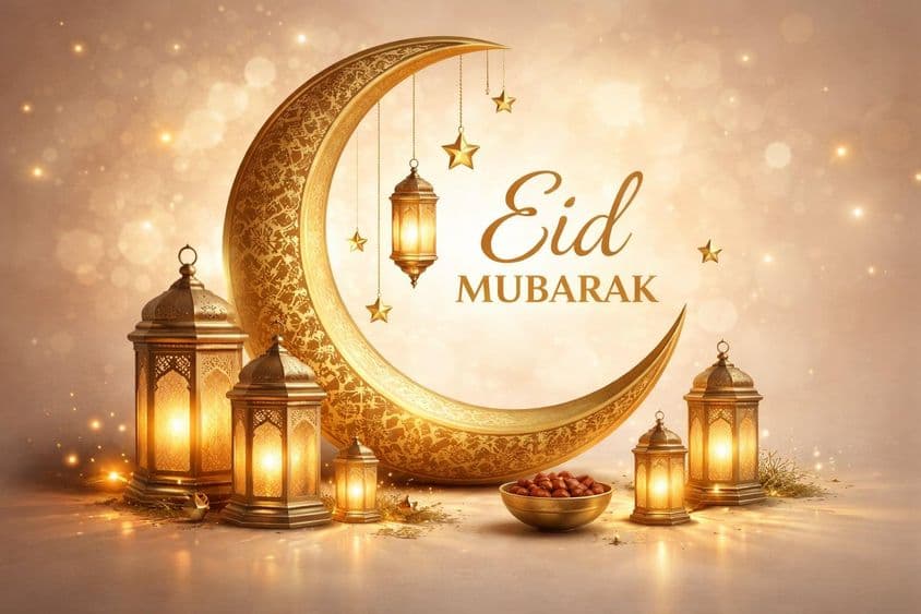 farol de luna creciente dorada festiva