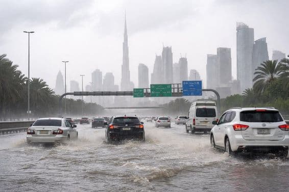 Carreteras de Dubái después de la lluvia