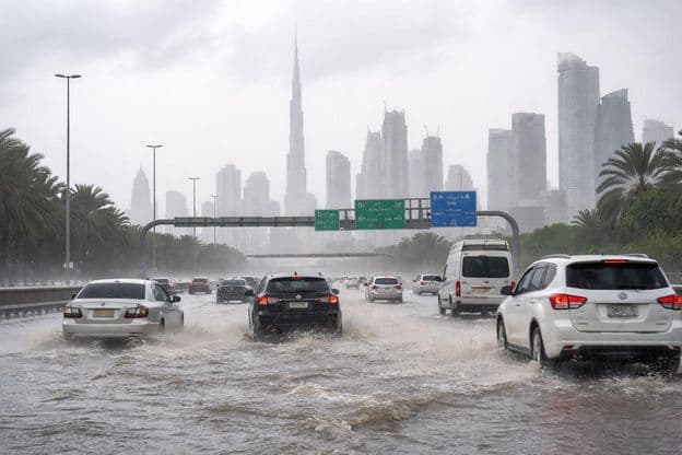 Carreteras de Dubái después de la lluvia