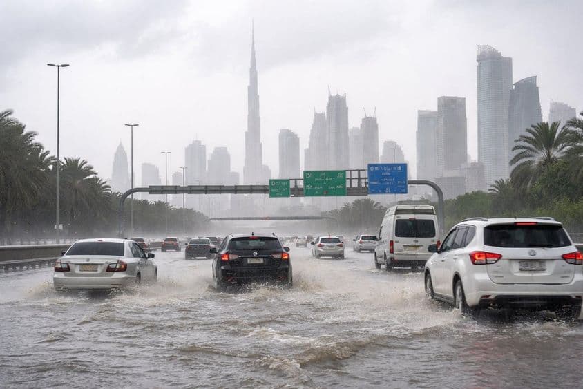 Carreteras de Dubái después de la lluvia