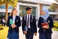 Estudiantes de escuela internacional juntos