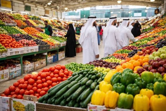 Mercado fresco en un ambiente bullicioso