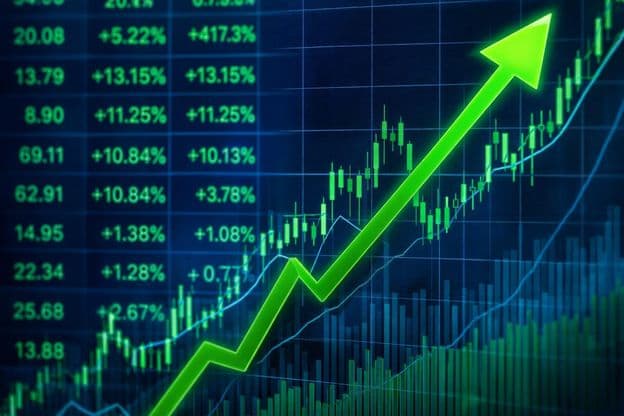 Gráfico de tendencia alcista del mercado bursátil