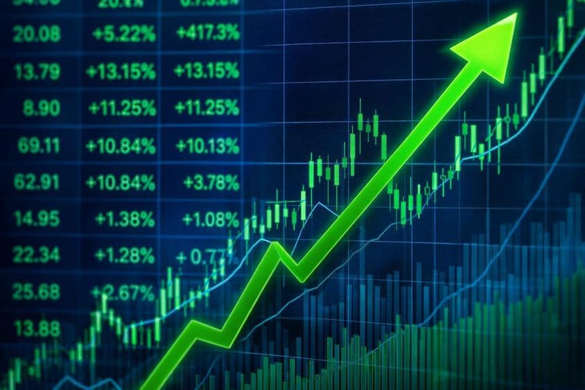 Gráfico de tendencia alcista del mercado bursátil