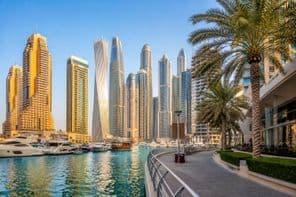 Amanecer en el ambiente de Dubai Marina