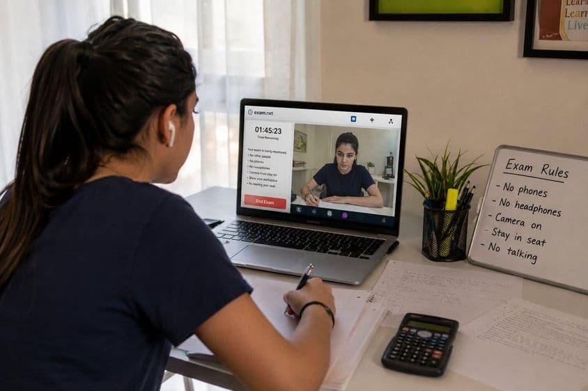 Examen en línea con supervisión desde casa
